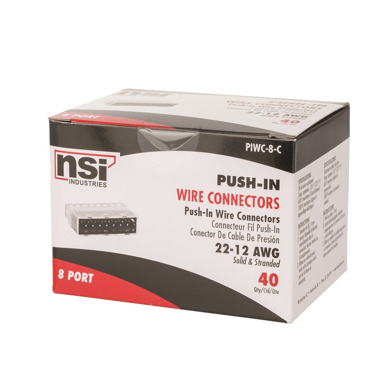 NSI PIWC-8-C Easy-Twist Push-in Wire Connector, 8 Wires (Box of 40), Gray - Image 2